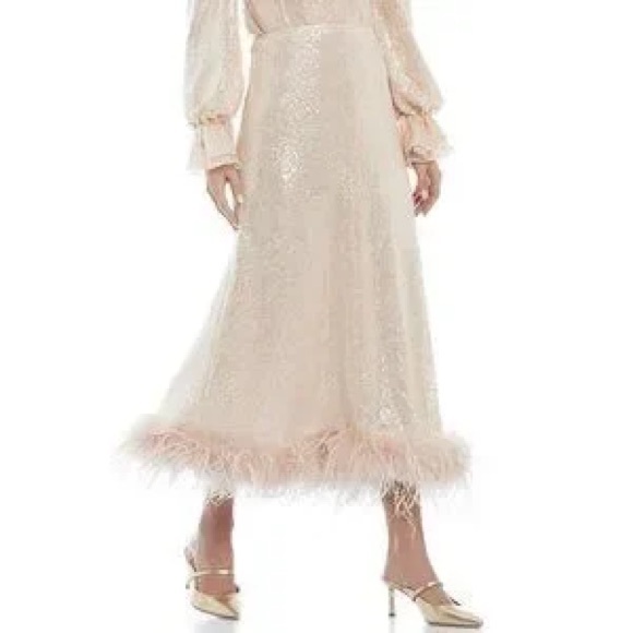 *NWT* NICOLA BATHIE x Antonio Melani Meredith Sequined Feather Trimmed Skirt - Picture 3 of 8